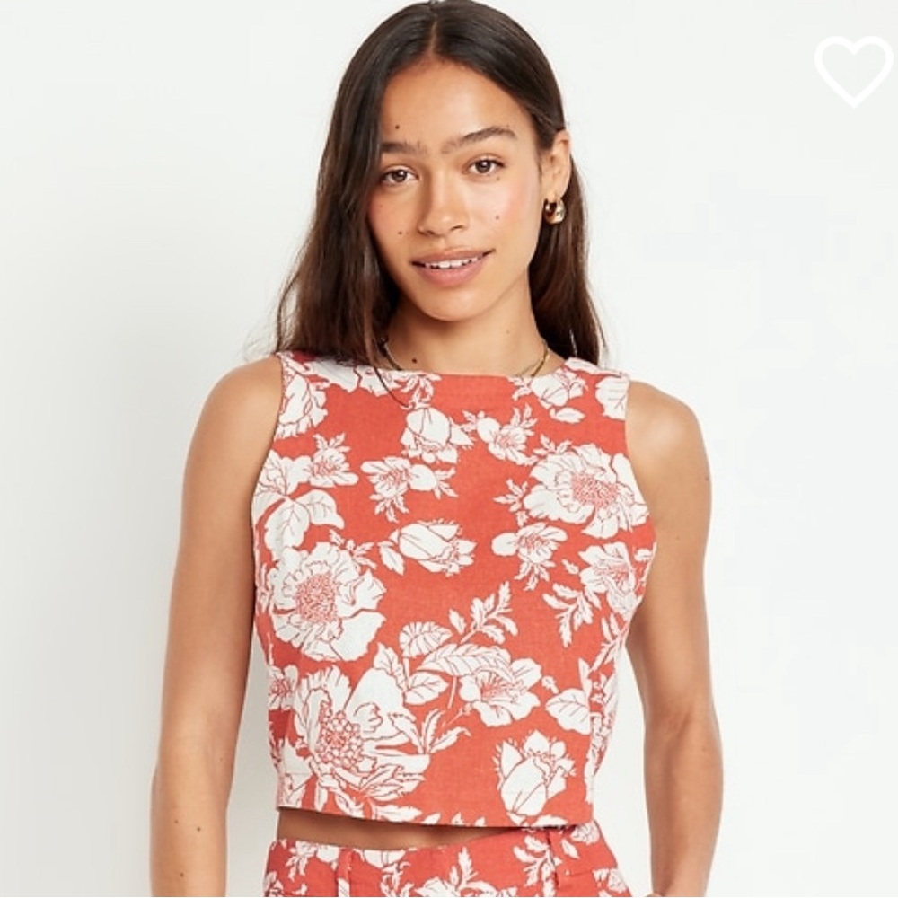 Sleeveless Linen-Blend Top